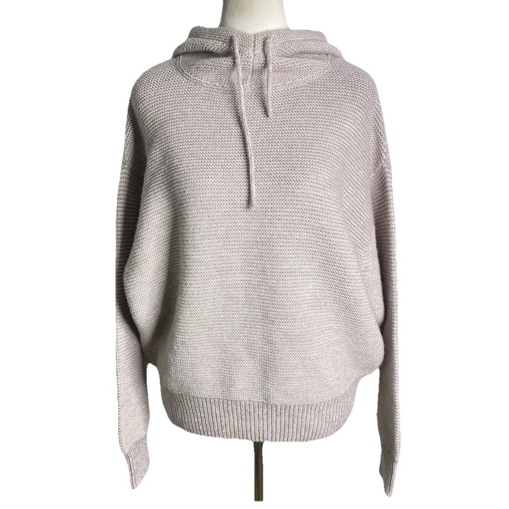 Closed Knitted Italian Yarn Alpaca Merino Wool Blend Hoodie Sweater Medium Gray
